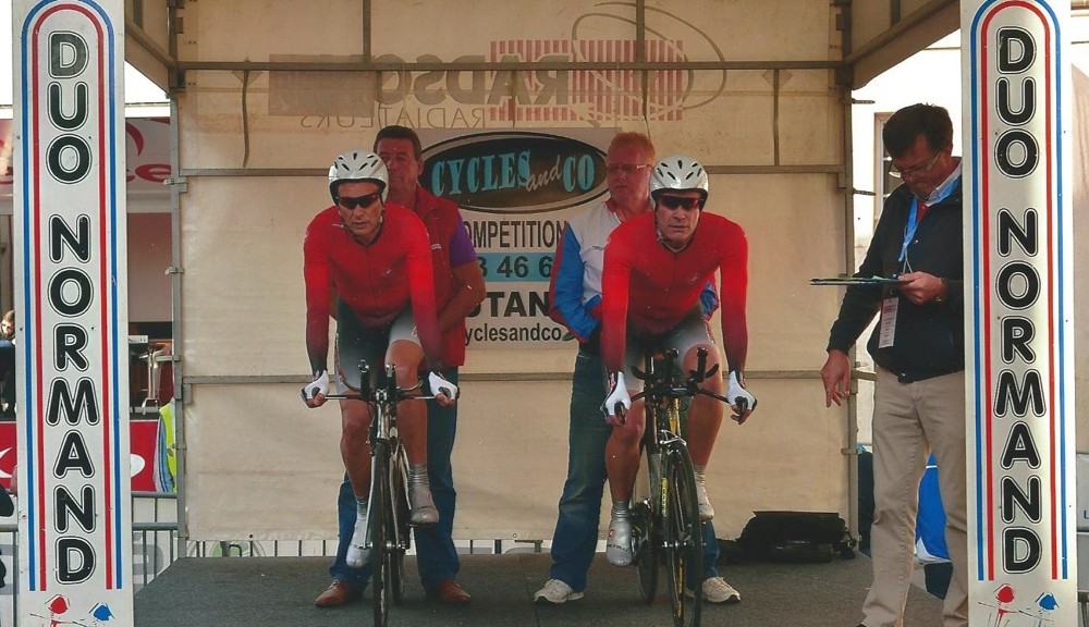 The usual photo of a grim-faced Team Grumpy on the start ramp...